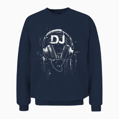Dj T-Shirt Headphones, Black, S Unisex Sweatshirt - Navy