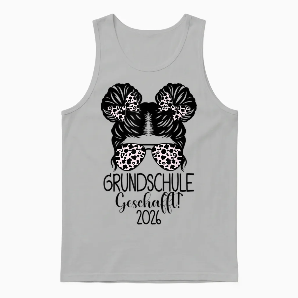 Grundschule Geschafft 2026 Messy Bun Grundschulabschluss Unisex Tank Top in Ash