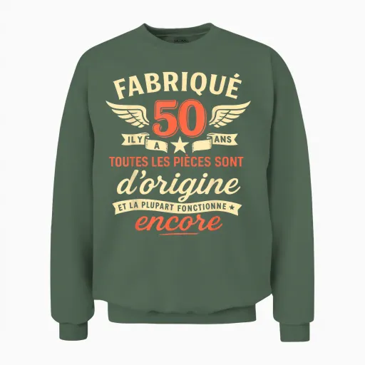 50th Birthday Man Woman 50 Years 1975 Funny Gift Unisex Sweatshirt - Military Green