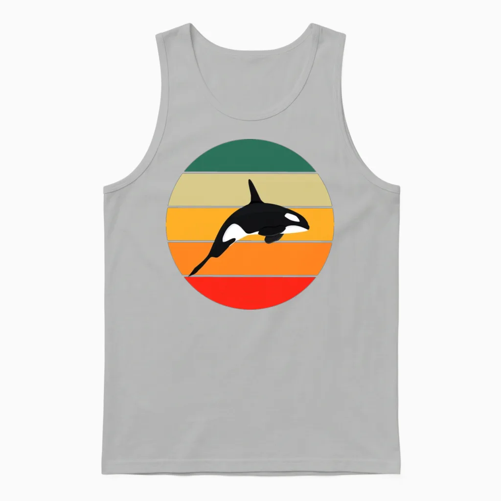 Retro Orca Unisex Tank Top in Ash