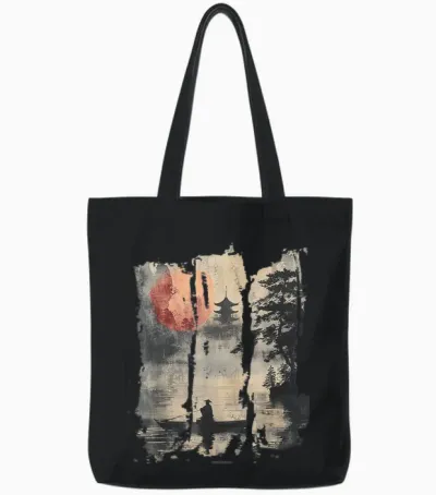 Japanese Floating World in Retro Vaporwave Harajuku 90's T-Shirt, Black Tote Bags - Black