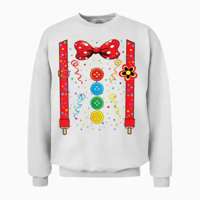 Clown Karneval Kostüm Clownskostüm Clowns Fancy Dress Confetti Unisex Sweatshirt - White
