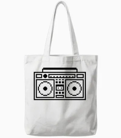 Retro Ghettoblaster Boombox Tote Bags - White