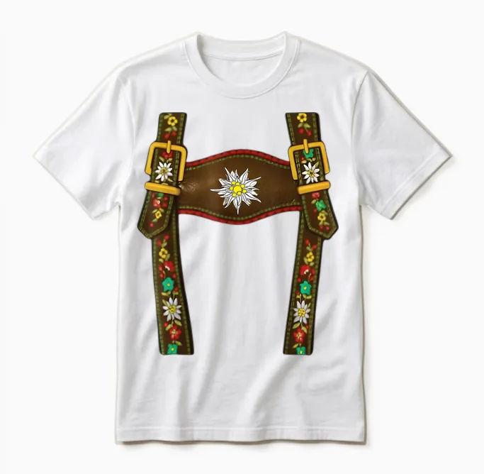 Tracht Ersatz Lederhose Kinder Trachten Oktoberfest Tracht Unisex T-Shirt in White
