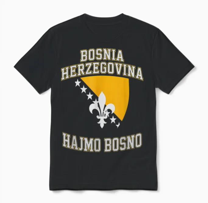 Proud Bosnia Dragon Hajmo Bosno Country Favorite Cheer Game Unisex T-Shirt in Black