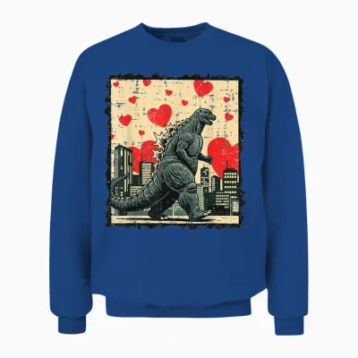 Valentines Day Japanese Monster Hearts Kaiju Men Women Unisex Sweatshirt - Royal
