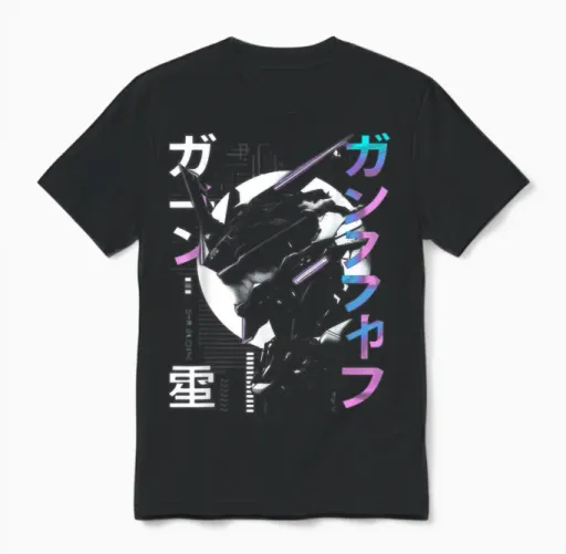 Futuristic Techwear Japanese Cyberpunk Harajuku Anime Manga T-Shirt, Black Unisex T-Shirt in Black