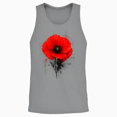 Coquelicot Rouge Texte Art Abstrait Graphique Unisex Tank Top - Sport Grey