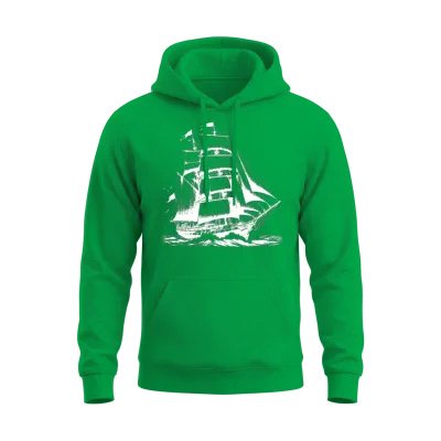 Large Sailing Ship Tall Ship on a Stormy Voyage Unisex Hoodie - Irish Green