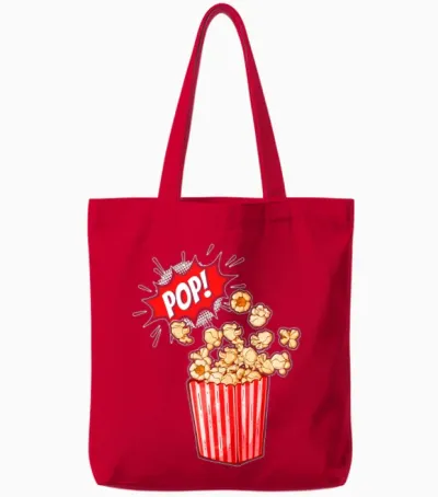 Retro Movie Popcorn Lover Tote Bags - Red