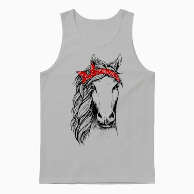 Horse Bandana for Horseback Riding Horse Lover Unisex Tank Top - Ash