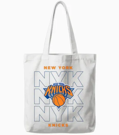Nba - Aufgestapeltes Stadtlogo Der New York Knicks Tote Bags - White