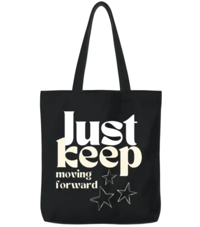 Just Keep Moving Forward Tote Bags - Black