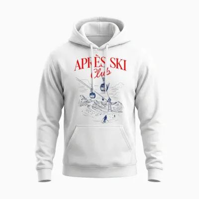 Après Ski Club X Skier Skier Illustration Ski Unisex Hoodie - White