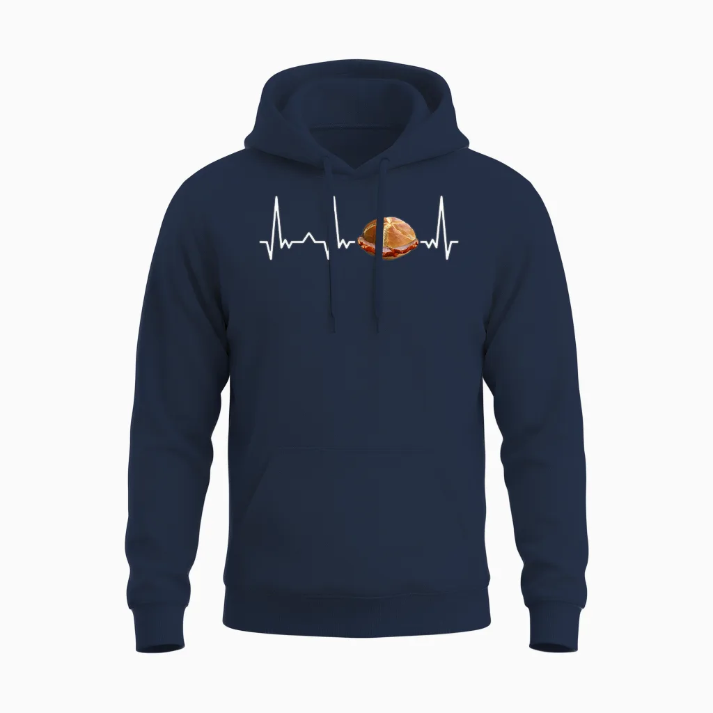 Leberkäse Herzschlag Bayern Ecg Leberkas Lebakas T-Shirt, Black Unisex Hoodie in Navy