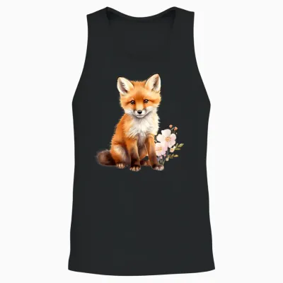 Joli Bébé Renard Art Unisex Tank Top - Black