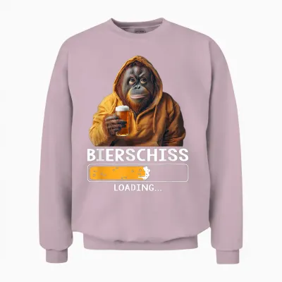 Bierschiss Loading Lustiger Spruch Bier Party Orangutan Affe Unisex Sweatshirt - Light Pink