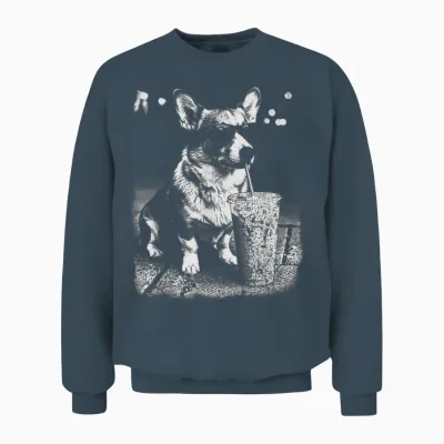 Corgi Boire Du Café Glacé Drôle Animal Chien Meme Humour Unisex Sweatshirt - Dark Heather