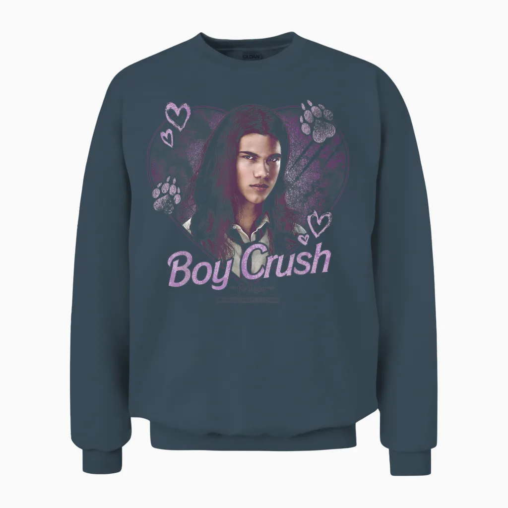 Twilight Boy Crush Jacob Heart Collage Werewolf Movie Unisex Sweatshirt in Dark Heather