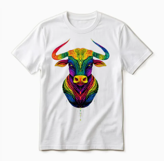 Taureau Bulle Bœuf Domestique Ferme Vache Taurus Unisex T-Shirt in White