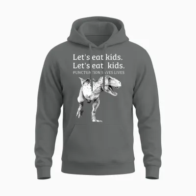 Funny Let's Eat Kids Punctuation Saves Lives Grammar Unisex Hoodie - Graphite Heather