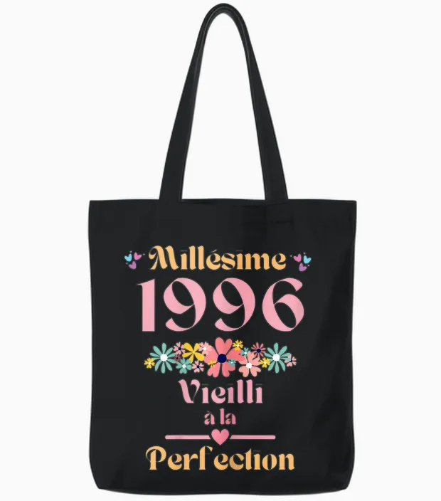 28 Ans Femme 1996 Idée Cadeau Anniversaire Drôle Humour Mama T-Shirt, Black, Female X-Small Tote Bags in Black