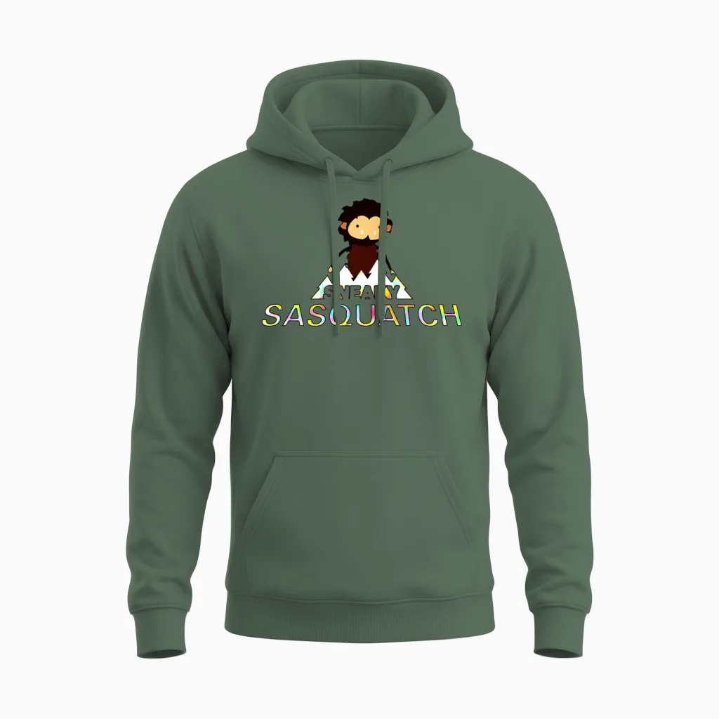 Sneaky Sasquatch Head Unisex Hoodie in Military Green