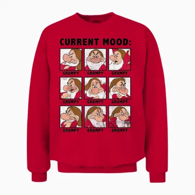 Disney Snow White Current Mood Always Grumpy Graphic T-Shirt, Blue, S Unisex Sweatshirt - Red