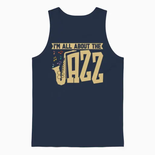 Jazz Music I'm All About the Jazz Band Saxophonist Unisex Tank Top in Navy