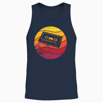 Cassette Retro Style Vintage Unisex Tank Top - Navy