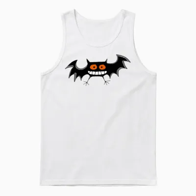 Funny Black Bat Unisex Tank Top - White