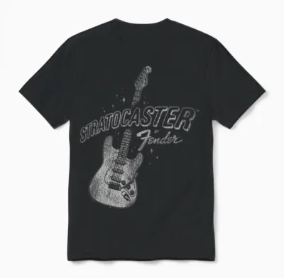 Fender Stratocaster Sparkling Guitar Vintage Unisex T-Shirt - Black