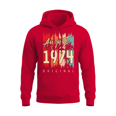 Retro August 1974 Unisex Hoodie - Red