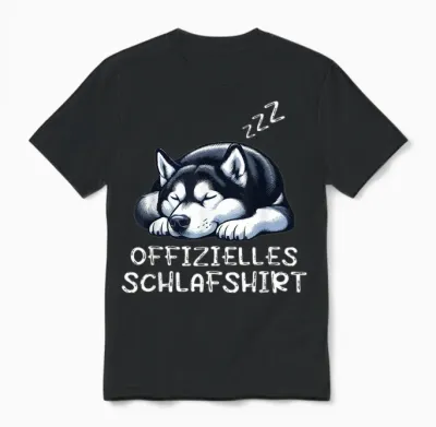 Offizielles Schlafshirt Husky Huskys Siberian Hund Hunde Unisex T-Shirt - Black