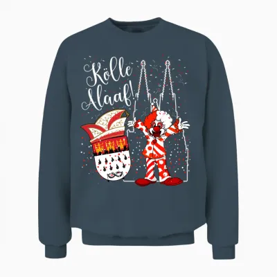 Cologne Cathedral Clown Kölle Alaaf Confetti Carnival Fashion Parade Long Sleeve Shirt, Black Unisex Sweatshirt - Dark Heather