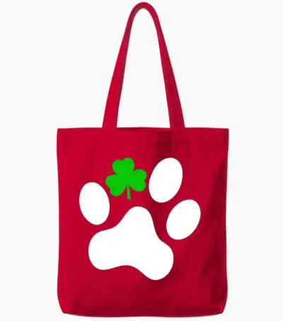 Dog St. Patrick's Day Shamrock Dog Tote Bags - Red