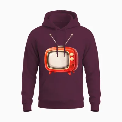 Retro Tv Illustration Unisex Hoodie - Maroon