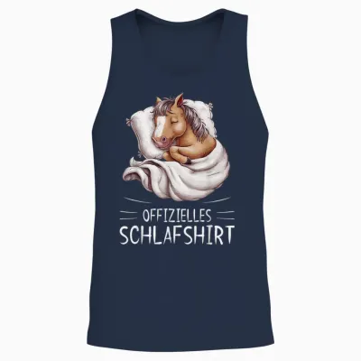 Official Sleep Shirt Horse Pyjamas T-Shirt, Black Unisex Tank Top - Navy