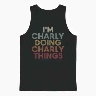 Charly Name Charly Personalized Name First Given Unisex Tank Top - Black