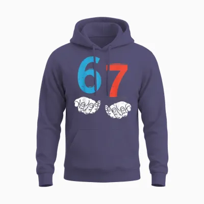 67 Six Seven Meme Gen Alpha Slang 6 7 Hands Funny Boys Unisex Hoodie - Heather Sport Dark Navy