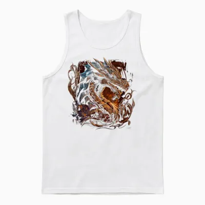 Beautiful Vintage Dragon Lover Fantasy Art Cool Illustration Unisex Tank Top - White