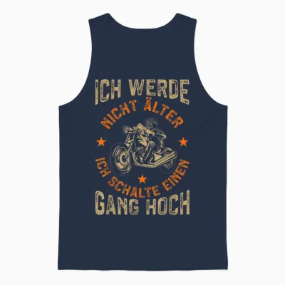 Men's Motorcycle T-Shirt Ich Werde Nicht Alter Motorcycle Rider Funny Biker T-Shirt, Black Unisex Tank Top - Navy