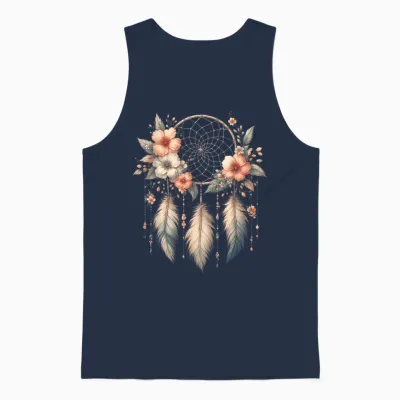 Symbole Attrape-Rêves Cool Dans Le Style Art Floral De Noël Unisex Tank Top - Navy