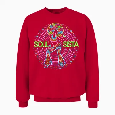 Soul Sista Afro 70s Soul Music Retro Disco Black Funk Lovers Unisex Sweatshirt - Red