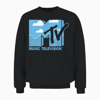 Mademark X Mtv - the Official Mtv Logo with Water, Clouds and a Blue Sky Unisex Sweatshirt - Black
