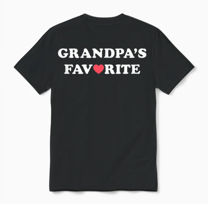 Grandpa's Favorite T-Shirt (grandpa, with Red Heart) Unisex T-Shirt in Black