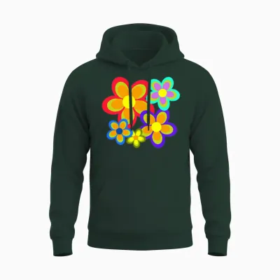 Retro 70's Flower Power Unisex Hoodie - Forest