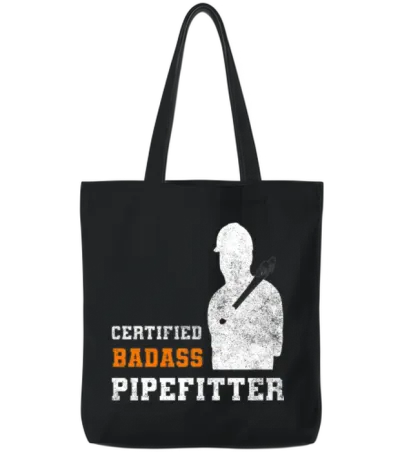 Funny Pipefitter Steamfitter Tote Bags - Black