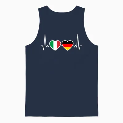 Italien Deutschland Herzschlag Flagge Deutsch Italiener Unisex Tank Top - Navy