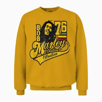 Bob Marley Positive Vibrations Fußball Unisex Sweatshirt - Gold